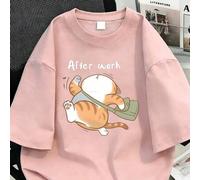 Shein Camiseta de talla grande para mujer con gráfico divertido de gato después del trabajo, adecuada como regalo para novia o amiga, salidas, vacaciones, p