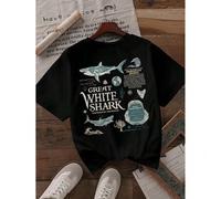 Shein Camiseta de talla grande para mujer de Howell con estampado vintage de eslogan de tiburón blanco - Un regalo para los amantes de los animales marinos,
