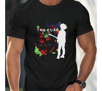 Shein Camiseta de The Cure con gráfico de Robert Smith, cuello redondo para hombre, 220 g/m², verano, puro algodón, manga corta (1 unidad)