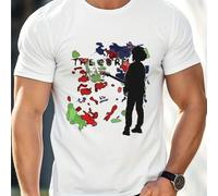 Shein Camiseta de The Cure con gráfico de Robert Smith, cuello redondo para hombre, 220 g/m², verano, puro algodón, manga corta (1 unidad)