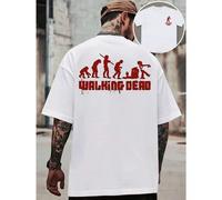 Shein Camiseta de The Walking Dead Evolution para hombre con estampado a doble cara, moderna, informal, cuello redondo, 220 g/m², algodón puro (1 unidad)