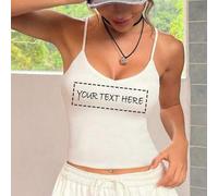 Shein Camiseta de tirantes con cuello en V personalizada para mujer - Agrega tu propio texto en los colores y fuentes que elijas, diseña tu propia camiseta