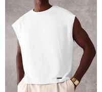 Shein Camiseta de tirantes corta con estampado gráfico de "emocionalmente no disponible" y bordes crudos, corte recto para hombre