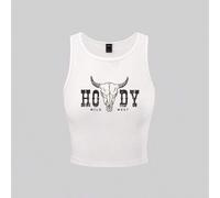 Shein Camiseta de tirantes de cuello redondo con estampado de texto para el verano WILD WEST