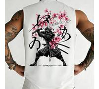 Shein Camiseta de tirantes para hombre con estética japonesa de samuráis y estampado oriental zen, de moda minimalista para uso casual diario
