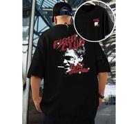 Shein Camiseta de Tyler Durden de Fight Club, para hombre, con estampado de doble cara, cuello redondo, informal, de algodón de 220 g/m² (1 unidad)