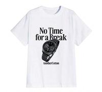 Shein Camiseta de verano cómoda con cuello redondo "NO time for a break" confeccionada en 100 % algodón de 190 g/m².