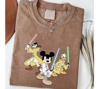Shein Camiseta de verano con rompecabezas de personajes de animales de Disney, camiseta lavada de algodón puro, diseño de una pieza, tela de algodón puro, c