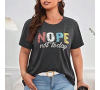 Shein Camiseta de verano de talla grande con gráfico de letras, "NOPE Not Today"