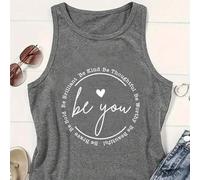 Shein Camiseta de verano informal con texto impreso "Sé amable, sé considerado, sé digno, sé tú mismo, sé valiente, sé audaz, sé brillante" - Blusas gráfica