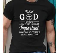 Shein Camiseta de verano para hombre "What God Knows", 220 g/m², algodón puro, manga corta y cuello redondo (1 pieza)