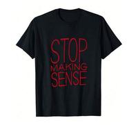 Shein Camiseta de verano suave y cómoda, transpirable y que absorbe el sudor con el lema "STOP MAKING SENSE" hecha de 100% algodón 190gsm