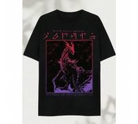 Shein Camiseta de Videojuego The Elder Scrolls for Men - Estampado del Dragón Alduin el Devorador Mundial en con Detalles Morados y Rojos - Ropa Official Ga