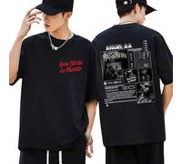 Shein Camiseta del álbum de música del rapero Anuel AA, ropa para hombre, moda hip hop, camisetas vintage, camisetas casuales de algodón de talla grande, ro