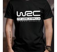 Shein Camiseta del Campeonato Mundial de Rallyes WRC FIA, cuello redondo, para hombre, 220 g/m², para verano, de puro algodón, manga corta (1 pieza)
