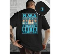 Shein Camiseta del grupo de rap NWA Compton en algodón suave, ajuste cómodo, informal, transpirable, impresión a doble cara