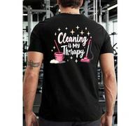 Shein Camiseta deportiva con motivo "Cleansing Therapy", para hombre, con estampado a doble cara, moderna, informal, cuello redondo, 220 g/m², algodón puro