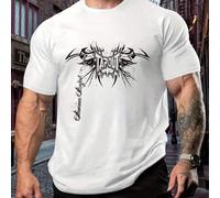 Shein Camiseta deportiva de hombre talla grande con el logo "Tapout", cuello redondo, 220 g/m², para verano, de puro algodón, manga corta (1 unidad)