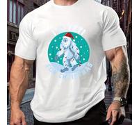 Shein Camiseta deportiva de hombre talla grande con estampado navideño, camiseta de hombre con cuello redondo, 220 g/m², para verano, fabricada en puro algo