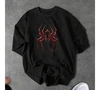 Shein Camiseta deportiva de manga corta con cuello redondo y estampado gráfico de araña para hombre talla grande