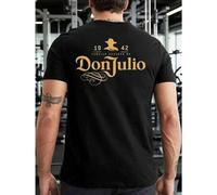 Shein Camiseta deportiva Don Julio Tequila Graphic para hombre con estampado a doble cara, moderna, informal, cuello redondo, 220 g/m², algodón puro (1 piez