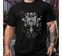 Shein Camiseta deportiva negra para hombre, talla grande, con estampado Tapout MPS, cuello redondo, 220 g/m², para verano, de puro algodón, manga corta (1 u