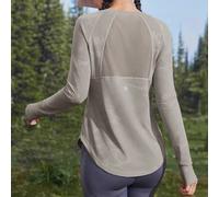 Shein Camiseta deportiva para mujer de malla transpirable con empalme morada, para yoga, pilates, entrenamiento, running y senderismo, con ojales para el pu