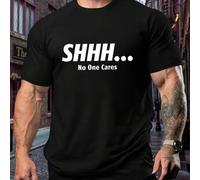 Shein Camiseta deportiva talla grande Shhh... No One Cares (hombre), camiseta de cuello redondo para hombre, 220 g/m², para verano, confeccionada en puro al