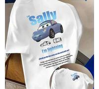 Shein Camiseta Disney Cars Sally con estampado gráfico, camiseta clásica de manga corta con cuello redondo y corte regular, con un lindo estampado de Sally