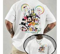 Shein Camiseta Disney Mickey y sus amigos, Vacaciones familiares Disney 2026. Camiseta blanca informal, vacaciones familiares Disney, ropa casual de verano