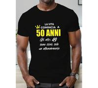 Shein Camiseta divertida italiana para hombres por su 50 cumpleaños - "La vida comienza a los 127.0 cm" (Dichos italianos (La vita comincia a 50 anni)) - Ca