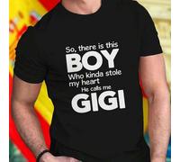 Shein Camiseta divertida para hombre So there is this boy who kinda my heart he calls me Gigi regalo original moda casual diseño exclusivo camiseta de alg