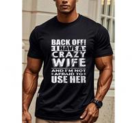 Shein Camiseta divertida para hombre "Tengo una esposa loca", camiseta divertida para marido, camiseta para marido, Camisetas de hombre para hombre, cuello