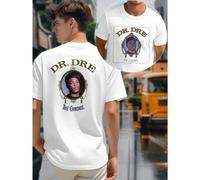 Shein Camiseta Dr. Dre The Chronic Rap, para hombre, con estampado de doble cara, cuello redondo, estilo casual, 220 g/m² de algodón puro (1 unidad)