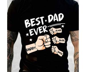 Shein Camiseta "El mejor papá del mundo", camiseta informal para todos los días, algodón puro, camiseta cómoda de manga corta con cuello redondo, camiseta d