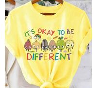 Shein Camiseta "Está bien ser diferente", regalo de neurodiversidad, camiseta de educación especial, camisetas de maestros de CAA, camiseta gráfica estampad