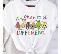 Shein Camiseta "Está bien ser diferente", regalo de neurodiversidad, camiseta de educación especial, camisetas de maestros de CAA, camiseta gráfica estampad