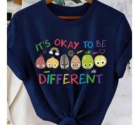 Shein Camiseta "Está bien ser diferente", regalo de neurodiversidad, camiseta de educación especial, camisetas de maestros de CAA, camiseta gráfica estampad