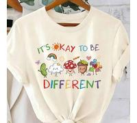 Shein Camiseta "Está bien ser diferente", regalo de neurodiversidad, camiseta de educación especial, camisetas de maestros de CAA, camiseta gráfica estampad