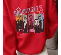 Shein Camiseta estampada de cuello redondo para mujer: estampado pop art de Backstreet Boys, estilo nostálgico de los 90, diseño de bloques de colores brill