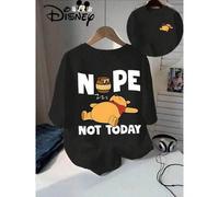 Shein Camiseta estampada de Disney Winnie the Pooh "NOPE NOT TODAY" de doble cara, adecuada para uso diario, fácil de usar en verano, con microelástico, cue