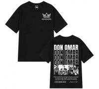 Shein Camiseta Estampada de la Gira del Álbum 2026 del Rapero Don Omar, Camisetas Hip-hop para Hombre y Mujer, Manga Corta, Holgada, Casual, de Algodón de A