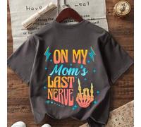 Shein Camiseta estampada "EN LOS ÚLTIMOS NERVIOS DE MI MAMÁ", de tela suave y cómoda, adecuada para deportes al aire libre, uso casual, ropa urbana, estilo