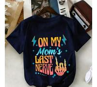 Shein Camiseta estampada "EN LOS ÚLTIMOS NERVIOS DE MI MAMÁ", de tela suave y cómoda, adecuada para deportes al aire libre, uso casual, ropa urbana, estilo