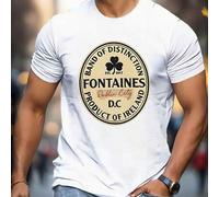 Shein Camiseta Fontaines D.C. Dublin City Ireland, cuello redondo para hombre, 220 g/m², verano, puro algodón, manga corta (1 pieza)