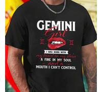 Shein Camiseta GEMINI Girl I Was Born With My Heart On My Sleeve A Fire In My Soul And A Mouth I Can t Control para hombre moda casual regalo original camis