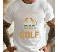 Shein Camiseta Golf Therapy "I just have to play golf", camiseta de cuello redondo para hombre, 220 g/m², para verano, de puro algodón, manga corta (1 unida