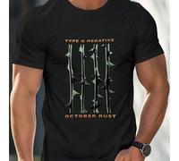 Shein Camiseta gótica Type O Negative October Rust, camiseta de cuello redondo para hombre, 220 g/m², para verano, hecha de algodón puro, mangas cortas (1 p