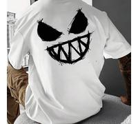 Shein Camiseta gráfica "Maldad Grin" para hombre, camiseta oversize de manga corta, nueva camiseta de verano de algodón de 220 g con cuello redondo y esta
