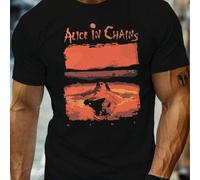 Shein Camiseta gráfica "Alice In Chains Dirt", cuello redondo para hombre, 220 g/m², verano, algodón puro, manga corta (1 unidad)